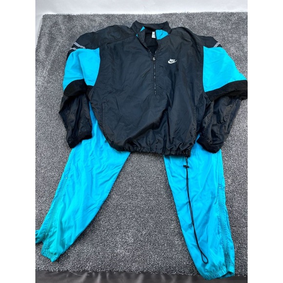 Vintage Nike Windbreaker Tracksuit Blue‎ & Black Jacket Nylon Unisex Size L - Picture 1 of 16